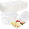 9x9x3 3-Compartment Hinged Clamshell Take Out Food Containers 150pcs