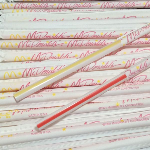 Vintage McDonalds Straws Unopened Plastic Straw 1991 New 32 Pieces