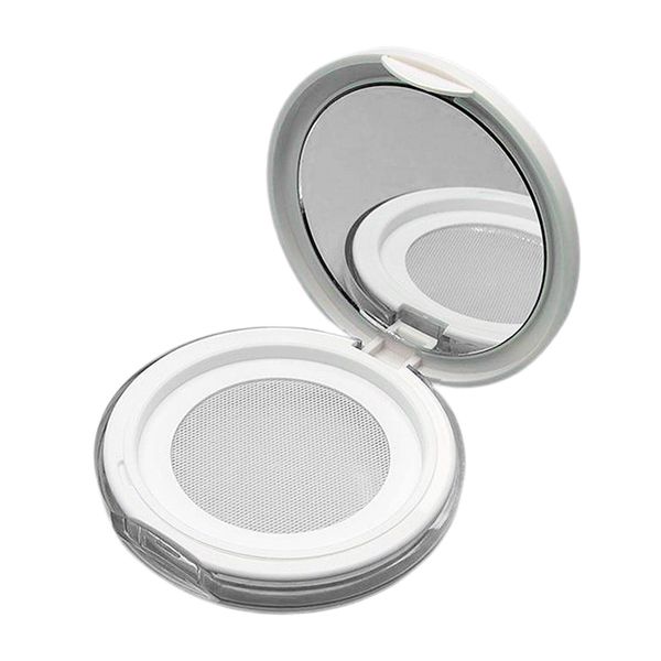 Baosity Powder Case, Face Powder Case, Divided Container, Makeup Mirror, Powder Container, Travel, Makeup Case, Portable Makeup Tools, Powder Puff Holder, Reusable, 2 Choice of All - White