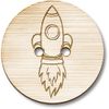 8 x 23mm 'Flying Rocket' Round Wooden Buttons (BT00103725)