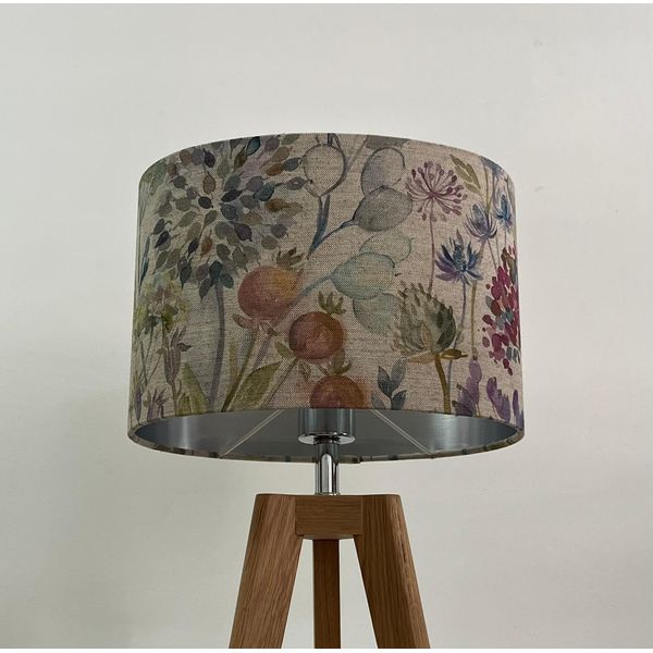 Voyage Hedgerow Floral Brushed Silver Oval Lampshade