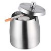 OILP Ash tray Outdoors Indoors,Large Ashtray with Lid for Cigarettes Outside Patio Indoor,Modern Tabletop Smokeless Windproof Ashtrays for Home Office Patio Balcony-Silver