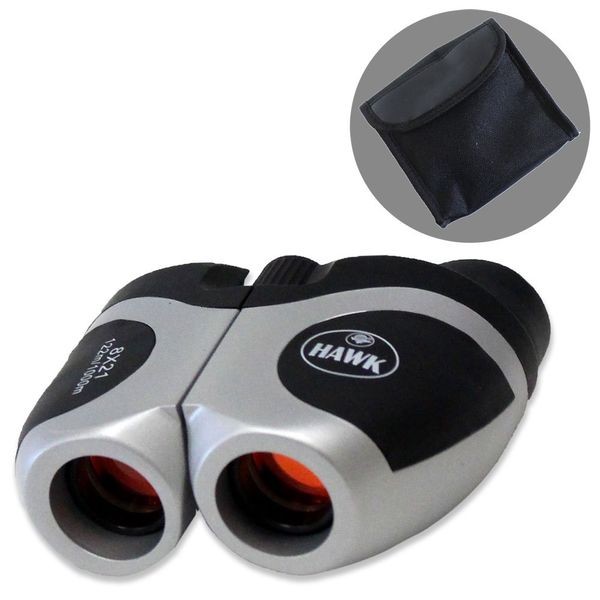 ToolUSA 8X Mini Compact Binoculars | 21mm Ruby Lenses | Stylish Metallic Gray & Black | Ideal for Sports & Nature Viewing