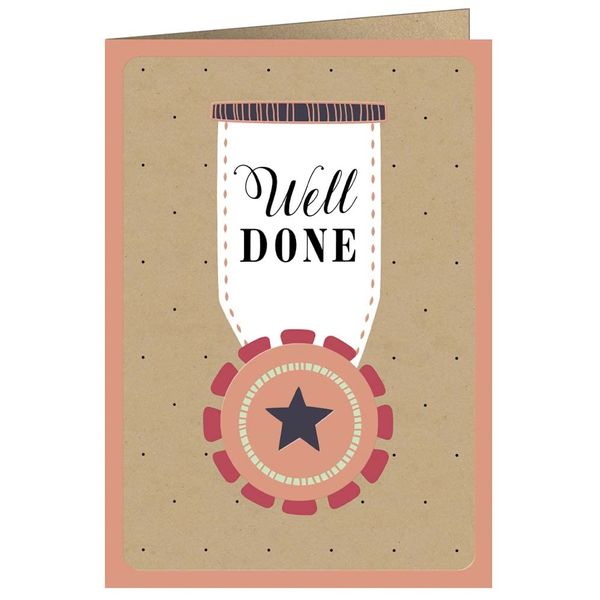 Quire Copper Charm Card Well Done Medal