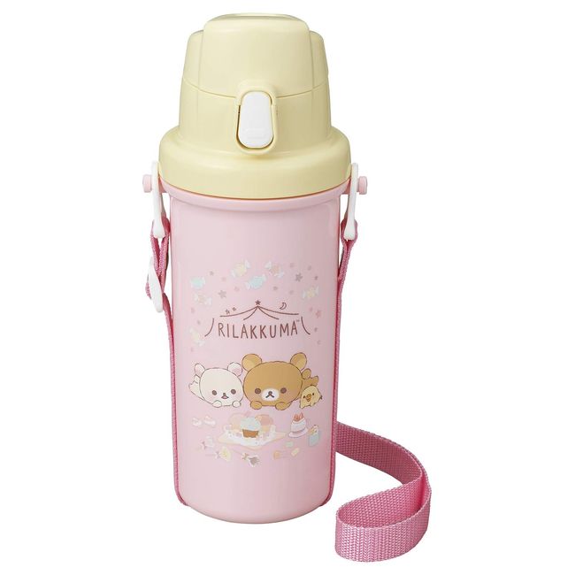 OSK SC-600B Mug Bottle, Direct Drinking Water Bottle, Rilakkuma 20.3 fl oz (600 ml), One-Touch Open / Wide Mouth, Made in Japan, Pink