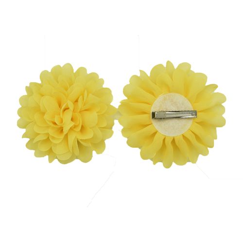 PrettyBoutique Girls Kids Women Chiffon Flower Hair Clip Alligator Clip Party Wedding (10cm, Yellow)