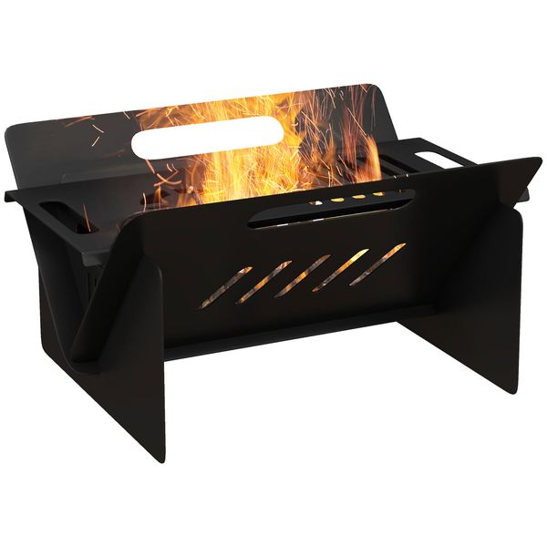 Outsunny 3-In-1 Portable Fire Pit,Stove,Coffee Table,Wood Burning Firepit w