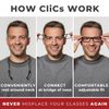 Clic Magnetic Reading Glasses, Computer Readers, Replaceable Lens, Adjustable Temples, Original, (S-M, Red, 1.75 Magnification)