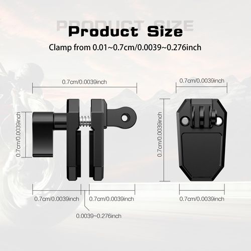 Motorcycle Windscreen Clamp Mount for GoPro Hero 13/12/11/10/9/8/7 Aluminum Clip for Insta360 X5 X4 X3 Ace Pro 2 Mount on Motorbike Windshield Car Window for DJI Action 5 4 3 2