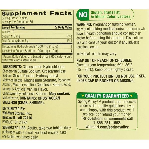 Spring Valley - Glucosamine Chondroitin, Triple Strength, 170 Tablets
