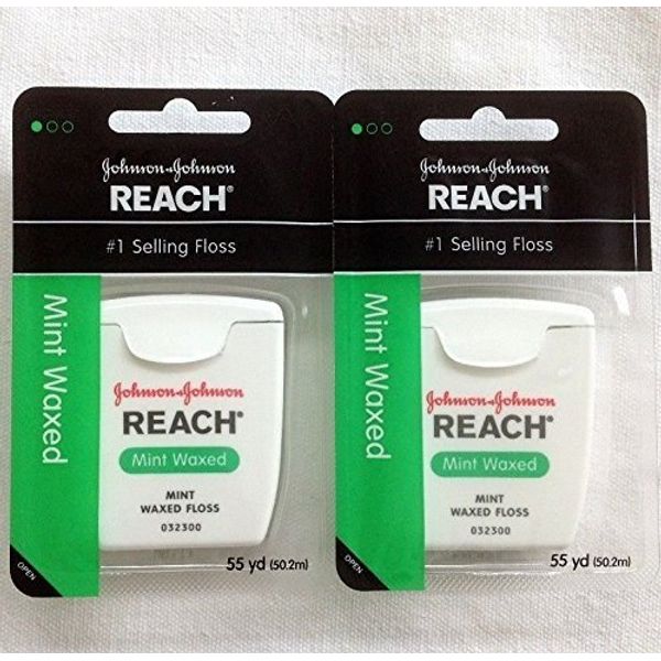 2 x 50m Johnson&Johnson REACH MINT WAXED DENTAL FLOSS NEW