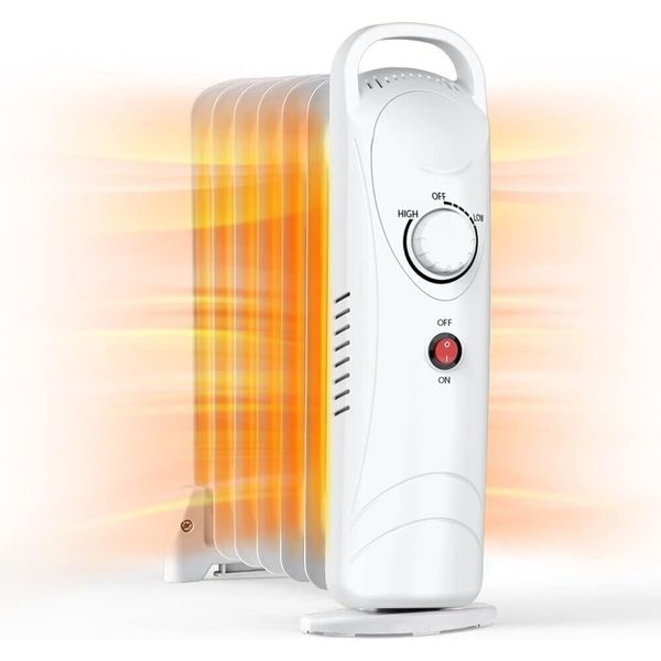 AIRCHOICE-OH12 700W Oil Filled Radiator Electric Space Heater w/ Thermostat