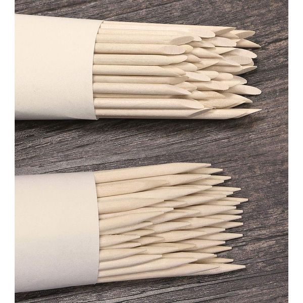 Onwon 500 Pieces Orange Wood Sticks - Double Sided Nail Art Multi-Functional Cuticle Pusher Remover, Clean Nail Polish - 110mm Pointed End & Flat End Manicure Pedicure Tool