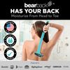 bearback Lotion Applicator for Back & Body – Long Reach Folding Handle with 2 Reusable Foam Rollers – Apply Lotion, Medication, Ointment, Sunscreen, Self Tanner – American Small Business (Teal)