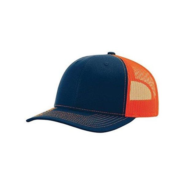 RICHARDSON Navy/Orange 112 Mesh Back Trucker Cap Snapback Hat