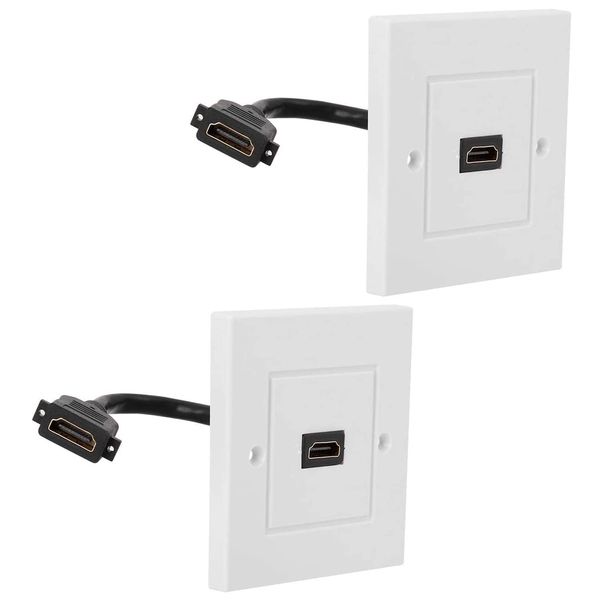 HDMI Wall Plate Panel Faceplate 2Pcs, Ancable Single Port HDMI Wall Panel Socket Plug Jack Outlet Decorative Face Cover Mount Panel for Hotel Home Office Building