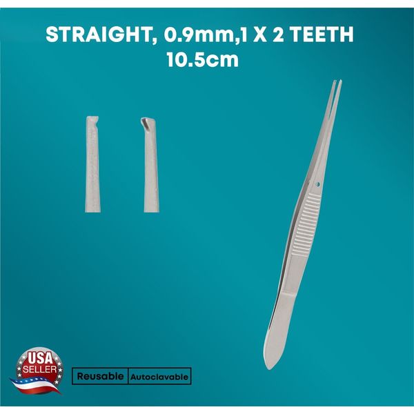 Iris Forceps Straight 0.9mm 1 x 2 Teeth Premium Surgical Instruments Tools