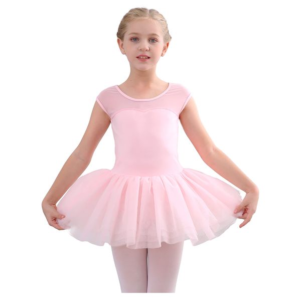 Stelle Ballet Leotards for Girls Toddler Leotard with Tutu Skirt Dance Tutu Dress (Ballet Pink,4T)