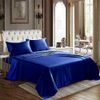 CozyLux Satin Sheets, Queen Size Bed Sheets, Silky 4-Pcs Bedding Set, Navy Blue