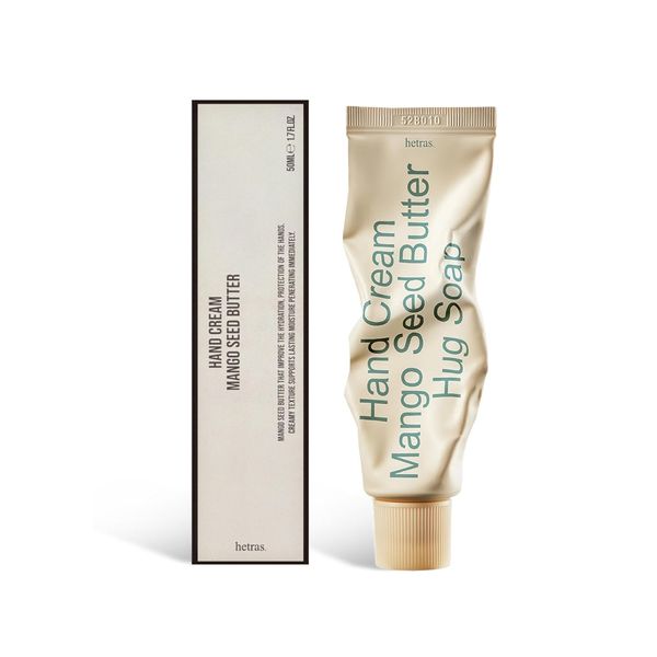 hetras. Mango Seed Butter Hand Cream 1.7 fl. oz | Nature-Inspired Fragrances for Nourished and Silky Hands (Hug Soap)