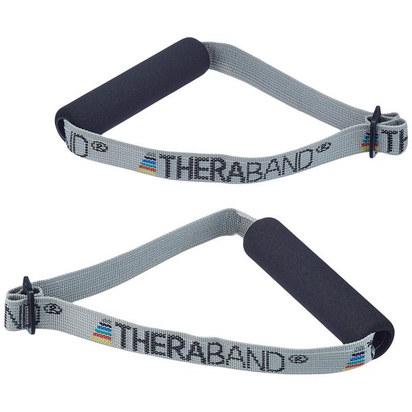 THERABAND Resistance Band Handles, Soft Handles Pair, Accessories for Elastic Resistance Bands & Tubes, Exercise Equipment for Home Gym, Overhead Strength Training, & Stretching, Use with Door Anchor