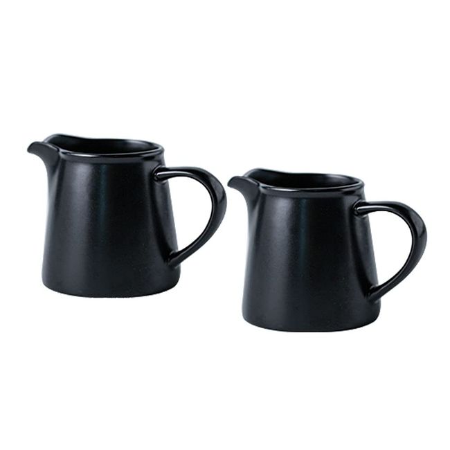 RockTrend Black Mini Simple Ceramic Coffee Milk Creamer Pitcher with Handle, Set of 2