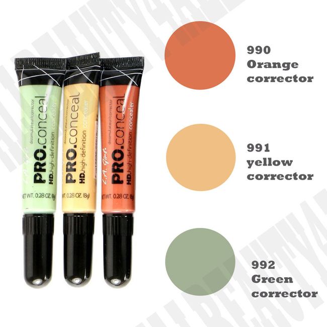 Pro HD Concealer CORRECTOR Orange Yellow Green 3 pieces set Long-Lasting