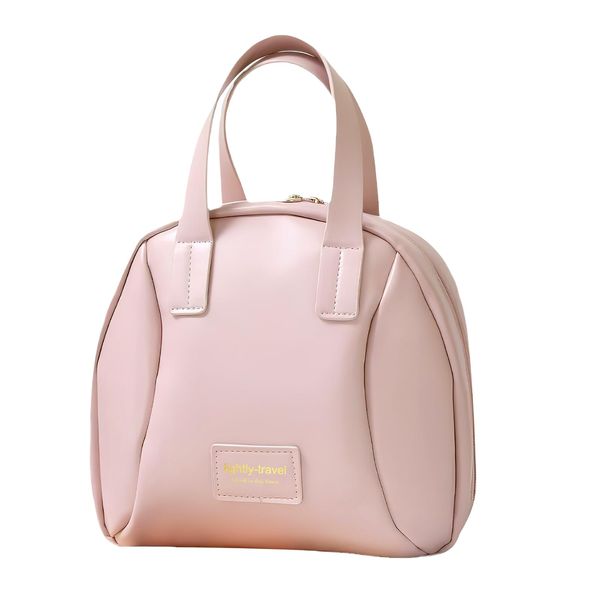DAWRIS Pink Travel Makeup Bag with Compartments, Multi-Layered Shell-Shaped Cosmetic Case
