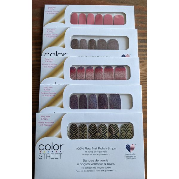 NEW 5 SETS COLOR STREET NAIL STRIPS Lot Life of Party, Nuclear, Drop the Ball