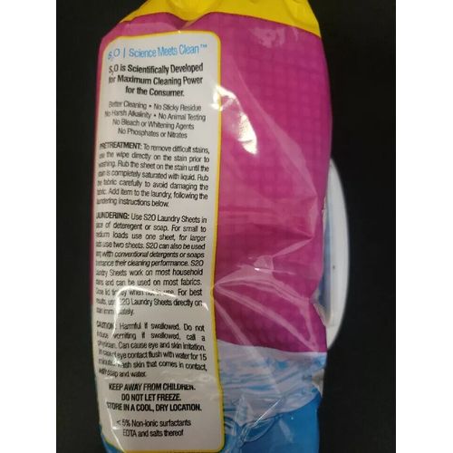 S2O Laundry Detergent Sheets Plus Stain Remover Booster, Wildflower, 100 Count