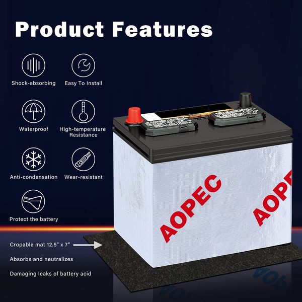 AOPEC Battery Insulation Kit (Fits Most Top And Side Mount Batteries, 40"x7") 1pc