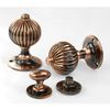 UNDERGROUND PARTS Jones & Grey Vintage Regency Style Solid Brass Reeded Round Door Knobs Handles - Antique Copper (Latch Door Knobs Handles)