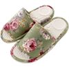 Funami Slippers, Rose Pattern, Green, Medium