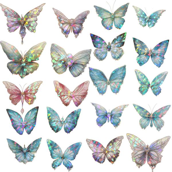 160 Stück Schmetterlings Scrapbook Stickers Transparente PET Schmetterlings Stickers Retro Glänzende Wasserdichte Dekorative Aufkleber für DIY Fotoalbum Tagebuch Notizbuch Scrapbooking Zubehör