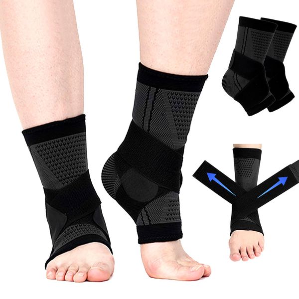 UZSUZZ Ankle Support Brace, 1 Pair Ankle Support for Sprained Ankle, Plantar Fasciitis Socks Support Strap, Heel Protector Wrap for Tendonitis, Arthritis Pain Relief, Sport, Women & Men