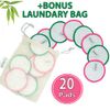 AXATY 3-Layers 20 Reusable Makeup Remover Pads-Organic Bamboo Cotton Rounds Eco-Friendly Reusable Face Pads Makeup Remover for All Skin Types with Cotton Draw String Laundry Bag (8cm)