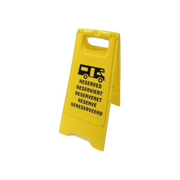 Yellow Multi Language Motorhome Pitch Reserve Sign
