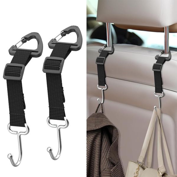 Car Storage Hooks, Set of 2, Headrest Hooks, Car Seat Hooks, Strong Load Capacity, 360 Degree Rotation, Car Luggage Hook, Car Hook, Backseat Hook, Multi-functional Hook, Luggage Hanger, Passenger