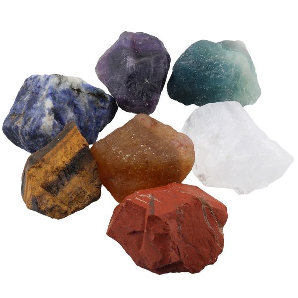 mookaitedecor 7 Chakra Healing Crystals Set Natural Raw Crystals Rough Chakra Stones Set for Crystal Grid Reiki Healing Chakra Balancing Decorative Stone Room Decors Rocks and Minerals