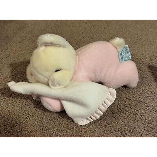 10" Russ Berrie Sweet Dreams Baby Rattle Plush Bear Pink Lovey Stuffed Toy