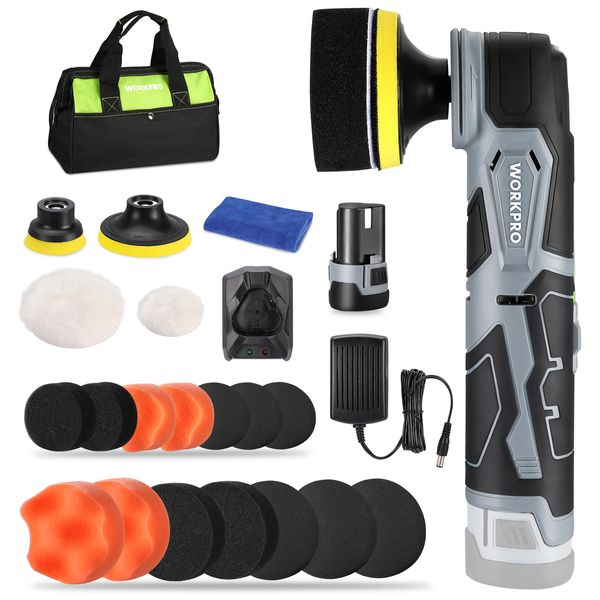 Cordless 12V Mini Buffer Polisher 5 Variable Speed Up to 3000RPM Battery Powered