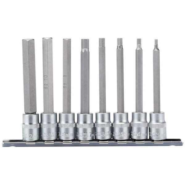 Draper 16286 3/8 Inch Square Drive Hexagonal Socket Bit Set, Blue, 100mm