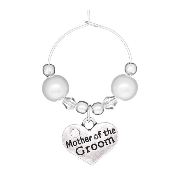 Libby's Market Place Mother of the Groom Wedding Wine Glass Charm on a Gift Card