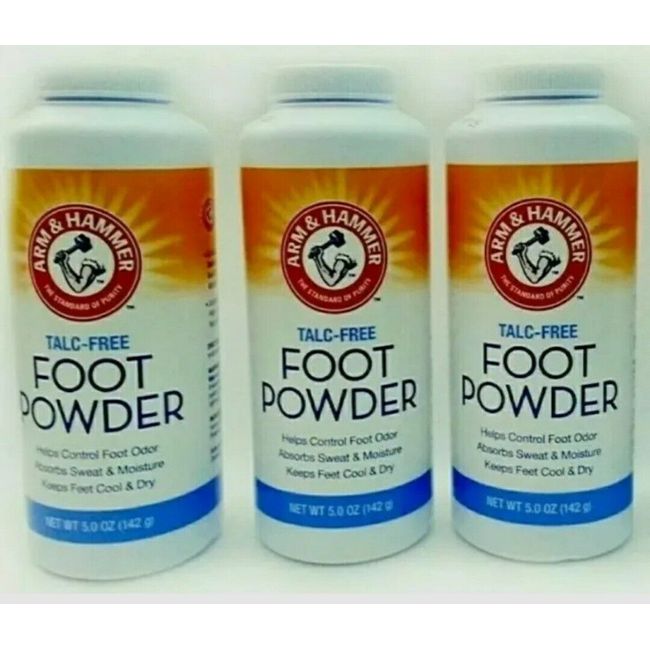 Lot of 3 Arm & Hammer Talc-Free Foot Powder Odor Control Corn Starch 5.0 oz Ea