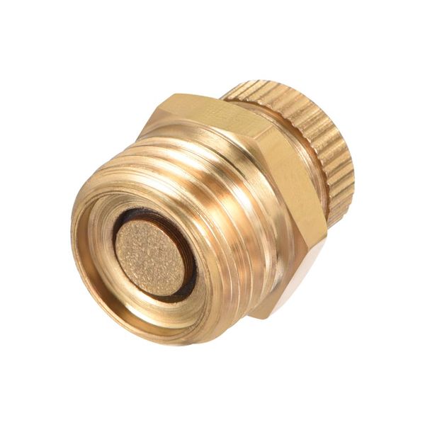 sourcing map 1/4BSP Male Thread Dia Air Compressor Part Brass Tone Security Water Drain Valve