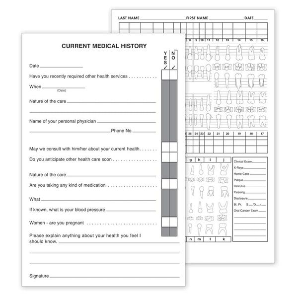 Dental Recall Exam Record (250)