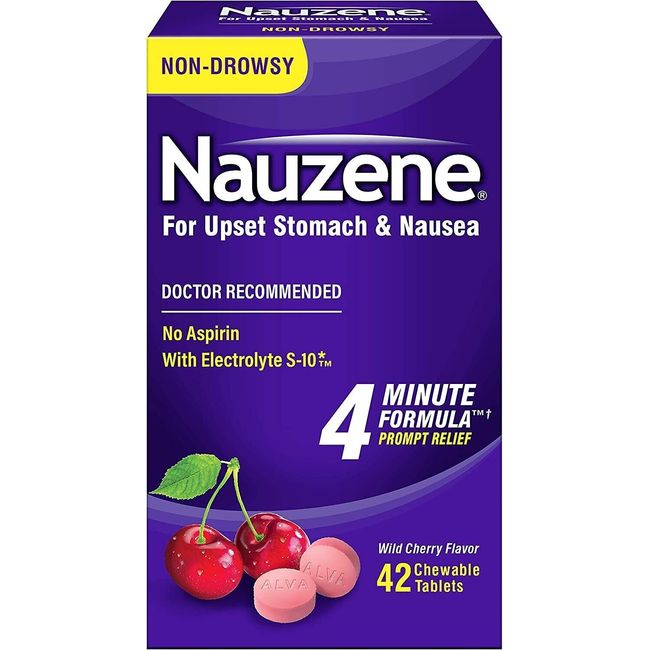 Nauzene Nausea Relief Chewable Tablets Wild Cherry Flavor, 42 Ct