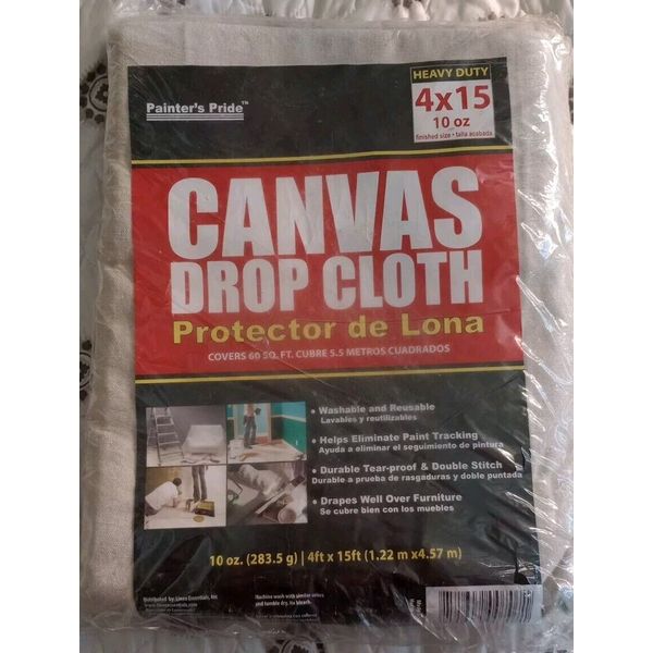 CANVAS DROP CLOTH 4ftx15 ft Heavy Duty 10 Oz. Super HeavyWeight PAINTER'S PRIDE