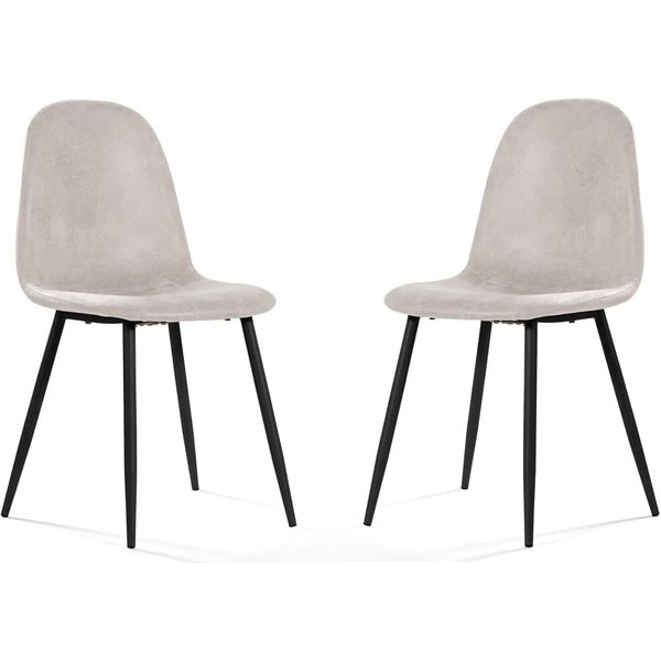 2 Dining Chairs High Back Metal Legs Modern Kitchen