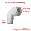 20 X  1/4"-3/8" Male Elbow Fitting Connector Push In Thread RO Under-sink